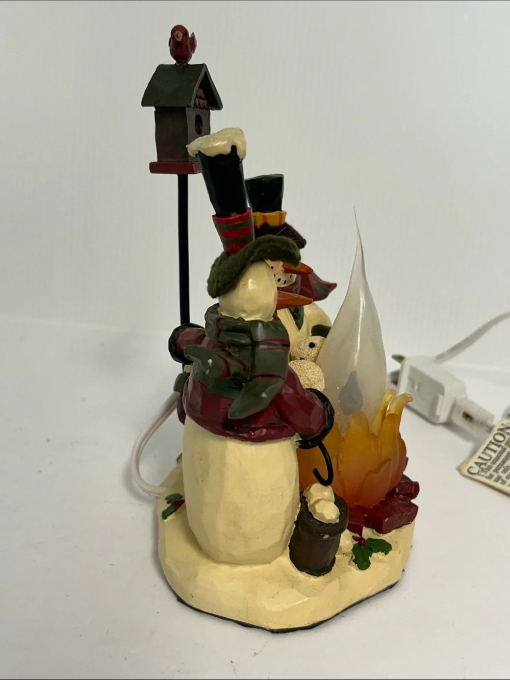 Crazy Mountain Holiday Resin Snowmen & Cardinal Lighted Winter Campfire Decor